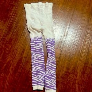 Footless purple zebra striped leggings